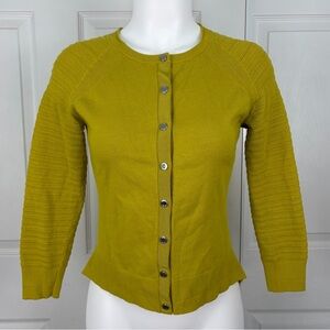 Karen Millen Chartreuse Mixed Knit Cardigan